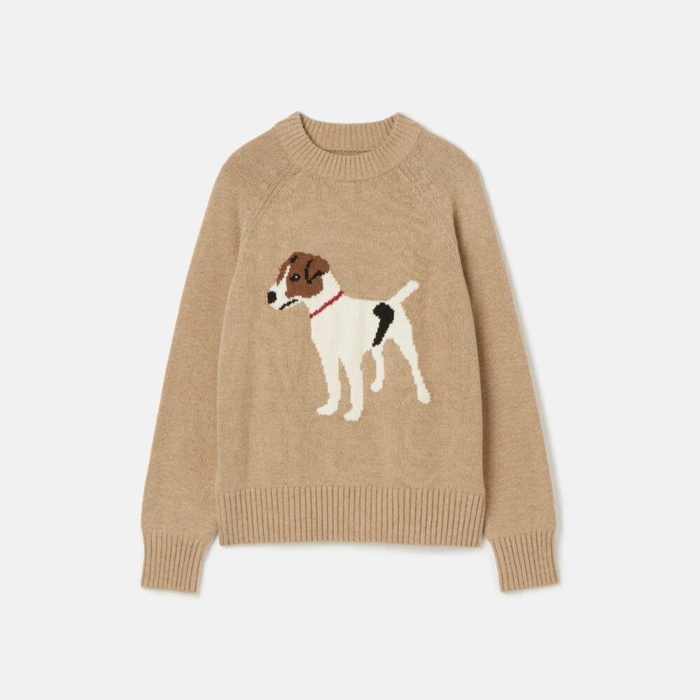 Joules Jack Russell Terrier Dog Crew Neck Pullover Knit Sweater Brown Tan, 14 - Picture 8 of 8
